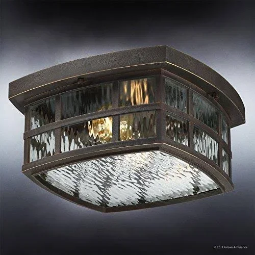 Luxury Craftsman Outdoor Ceiling Light, Small Size: 5.75x22H x 12x22W, with Tudor Style Elements, highly-detailed Design, Oil Ru