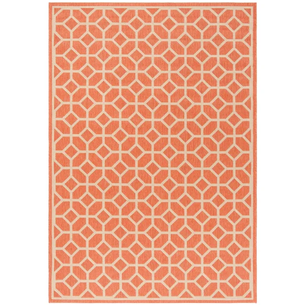 Safavieh Linden LND127Q 6&7x22 x 6&7x22 Square Red, Creme Area Rug