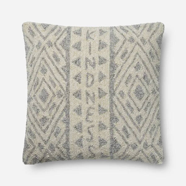 Ed Ellen DeGeneres Crafted by Loloi P4077 Grey, Ivory Throw Pillow Poly Fill