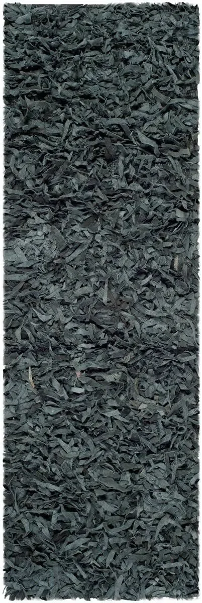 Safavieh Leather Shag Grey 6& x 6& Round Rug