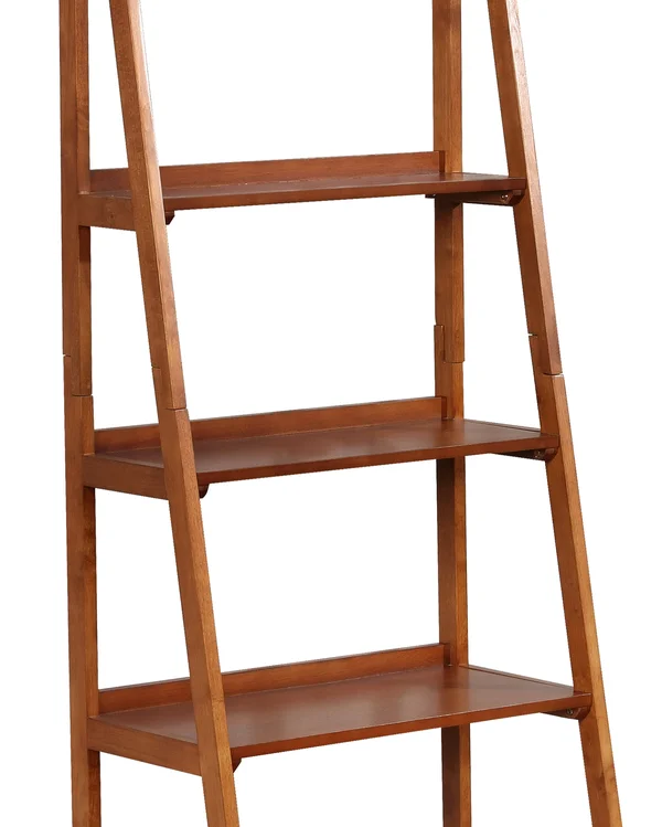 Benzara Ladder Style Wooden Bookcase with 5 Spacious Shelves - Brown