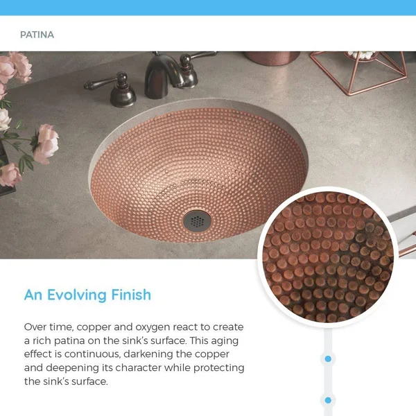 Mr Direct 926 Copper Rectangular Undermount Bathroom Sink