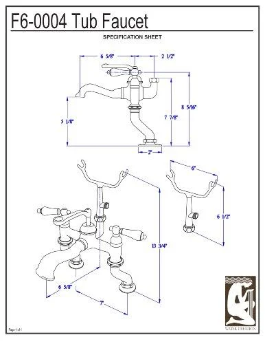 Water Creation F6-0004-05 Vintage Classic Adjustable Center Deck Mount Tub Faucet with Handheld Shower