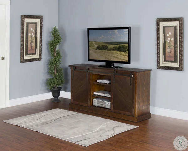 Sunny Designs Santa Fe 65x22 TV Console - Dark Chocolate