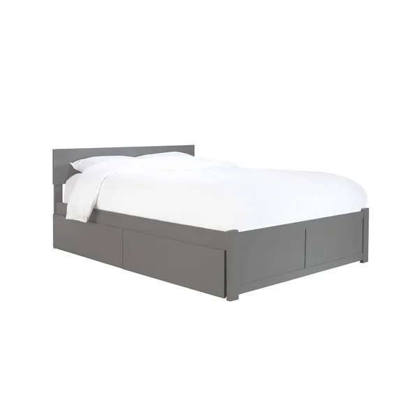 Atlantic Furniture Orlando Platform Bed with 2 Urban Bed Drawers - King, Grey