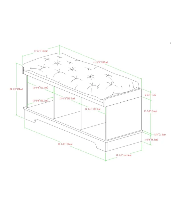 42x22 Wood Storage Bench with Totes and Cushion - Driftwood - Gray
