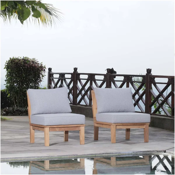 Modway Marina 2 Piece Outdoor Patio Teak Set - Natural Gray