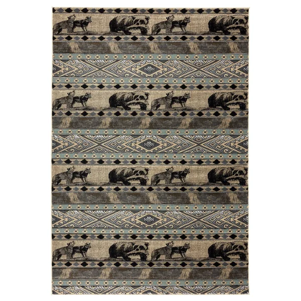 Wild Life Collection Cream/Beige Area Rug - 8& x 11&