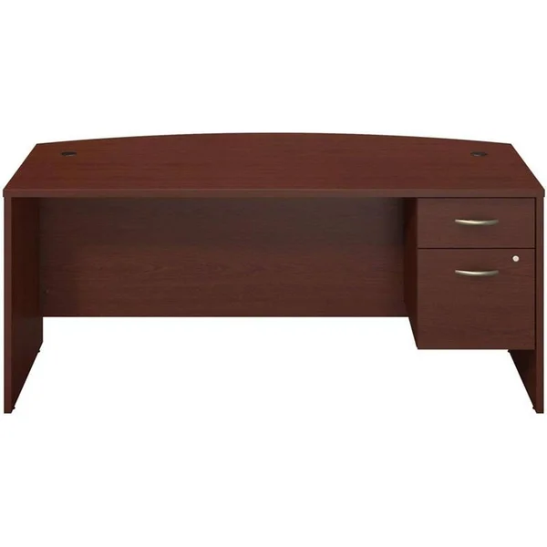 Bush Business Furniture Series C 72w x 36D Bow Front Desk with 3/4 Pedestal, Mahogany