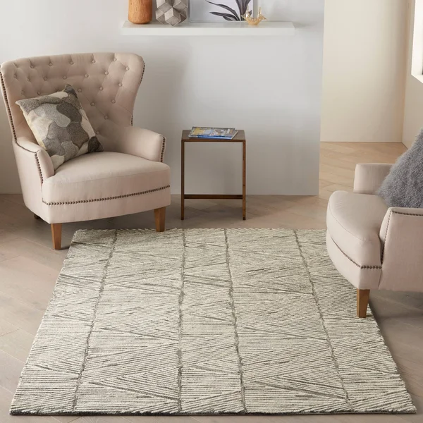 Nourison Vail Textured Wool Area Rug - 2&3x22 x 7&6x22 Runner - Grey/White