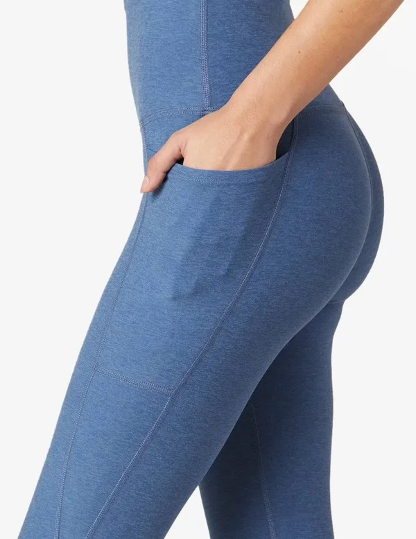 Beyond Yoga Out of Pocket Space Dye High-Waist Mid Leggings - Washed Denim, Women's, XX-S