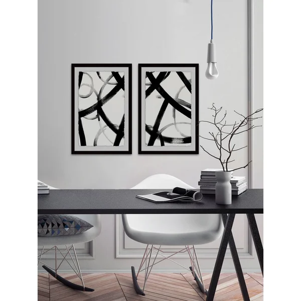 Monochrome Ripple Diptych, Size: 24 inch x 32 inch