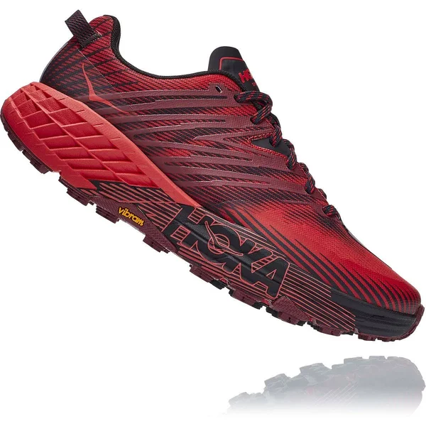 Hoka One One Men's Speedgoat 4 - 8.5 - Cordovan, High Risk Red