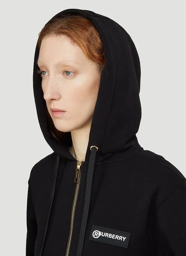 Burberry Aubree Zip-Up Hoodie, Black, Women's, M, Coats, Jackets & Outerwear Athletic Jackets, Zip-Ups, Pullovers & Hood
