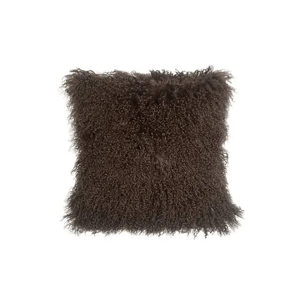 Pillow Decor Mongolian Sheepskin Throw Pillow, Brown
