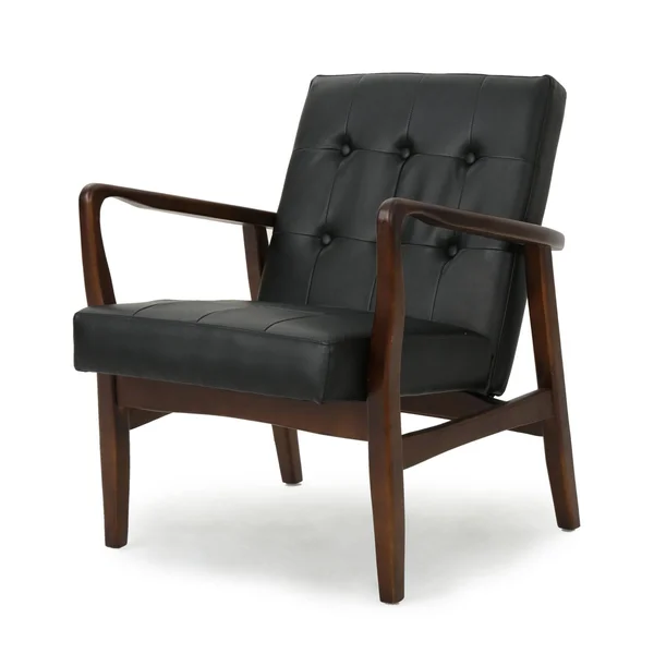 31.50x22 Black and Brown Contemporary Tufted Club Chair