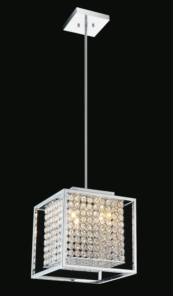 CWI Lighting Cube 3 Light Chandelier - Chrome