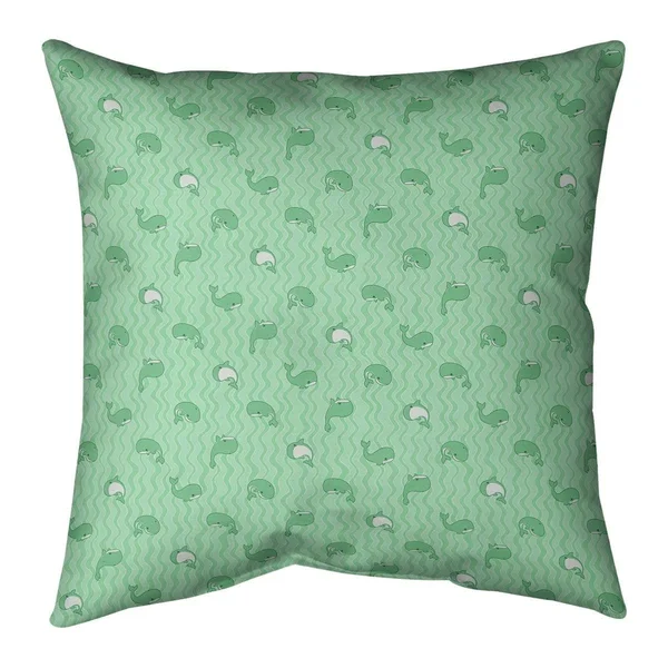 Whales Pattern Throw Pillow - 16 x 16 - Purple - Faux Suede