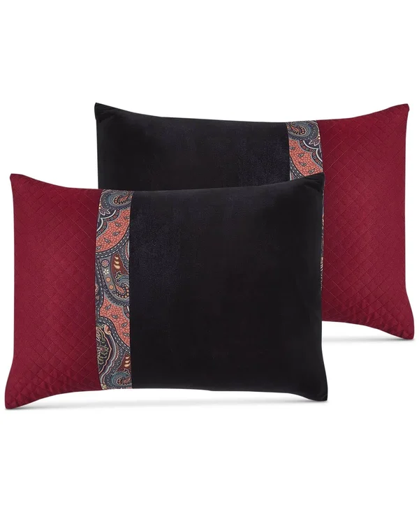 Hallmart Collectibles Farrah 7-Piece Paisley King Comforter Set with Burgundy and Black Color Palette, Red/Black