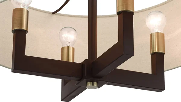 Livex Lighting Cresthaven 4 Light Bronze with Antique Brass Accents Chandelier 46166-07