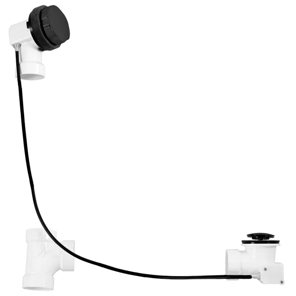 Westbrass PVC 45x22 Cable Drive Bath Waste & Overflow - Black, D50P45-62
