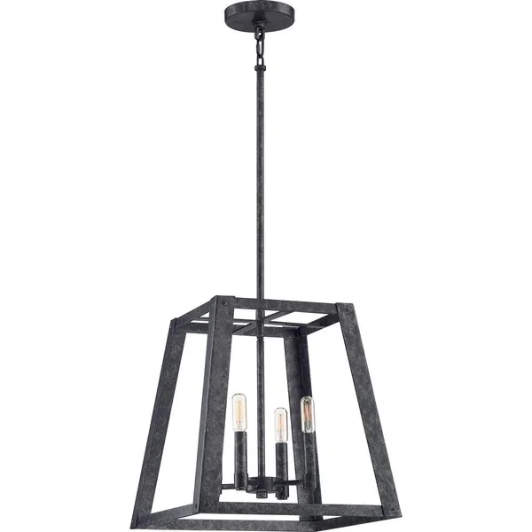Quoizel Glenburn Matte Black Farmhouse Lantern Medium (10-22-in) Pendant Light, LWS4211A