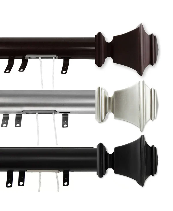 Rod Desyne 30 in. - 48 in. Bach Decorative Traverse Rod with Sliders in Satin Nickel