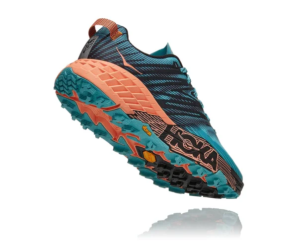 Hoka Women's Speedgoat 4 Trail Running Shoes in Blue/Orange - Size 10