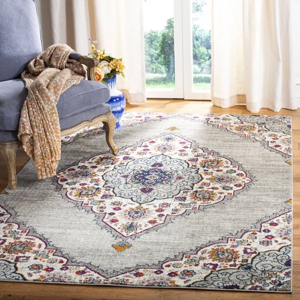 Safavieh Madison MAD153R 6&7x22 x 6&7x22 Square Light Grey - Fuchsia Area Rug