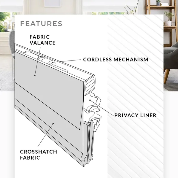 Chicology RMBS3364 Cordless Roman Shades & Soft Fabric Window Blind Belgian Snow - 33 x 64 in.