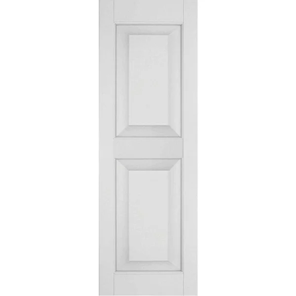 Ekena Millwork 15 in. x 50 in. Exterior Real Wood Pine Raised Panel Shutters Pair Primed
