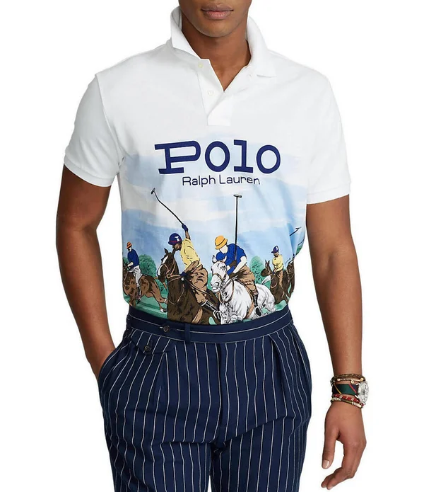 Polo Ralph Lauren Men's Custom Slim Fit Mesh Polo Shirt - Polo Club Scenic