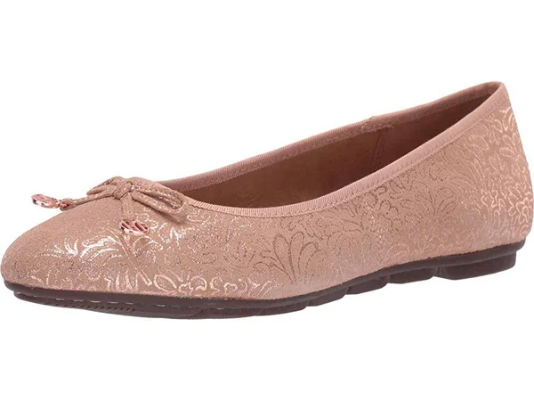 Women's Hush Puppies Abby Bow Ballet Pale Peach Metallic Print - in Size 5.5