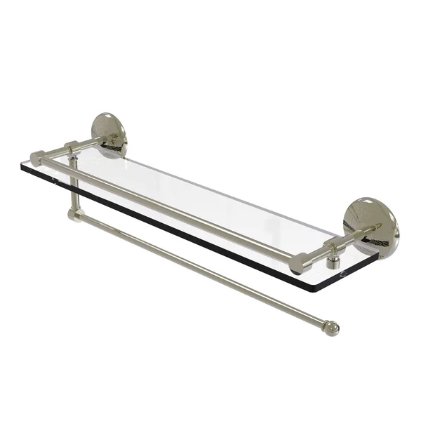 Allied Brass Prestige Monte Carlo Collection Paper Towel Holder with 22-inch Gallery Glass Shelf Polished Nickel