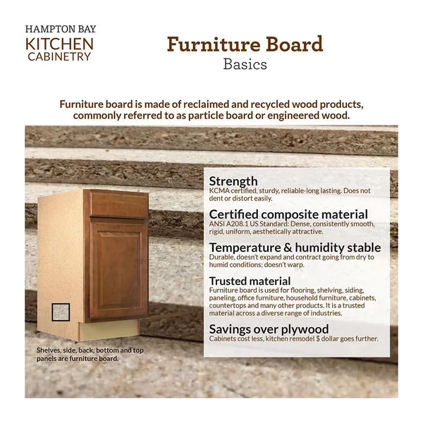 Hampton Bay KDB36-SW Assembled 36x34.5x24 in. Pots and Pans Drawer Base Kitchen Cabinet in Satin Whit