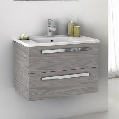 Levasseur 24x22 Wall-Mounted Single Bathroom Vanity Set Ivy Bronx Base Finish: Gray Walnut