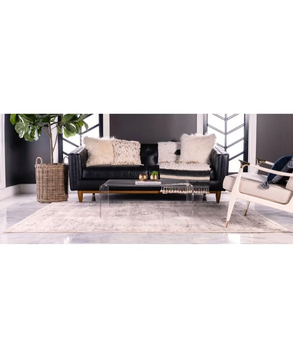 Unique Loom Leila Blackthorn Area Rug - 5& x 8& - Tan/Navy