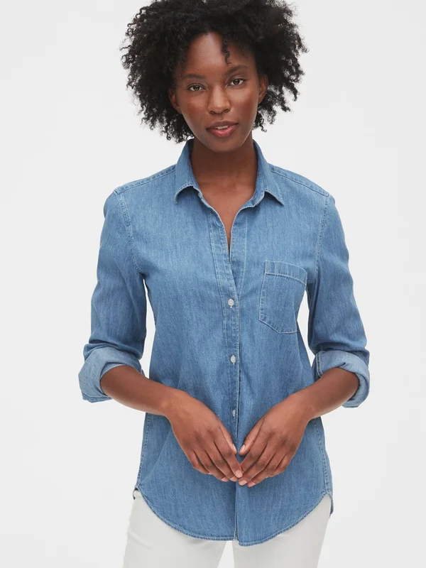 Gap Women's Denim Perfect Shirt Medium Indigo Size S