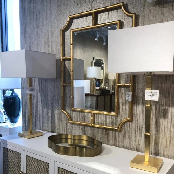 Worlds Away Marian Bamboo Mirror Gold