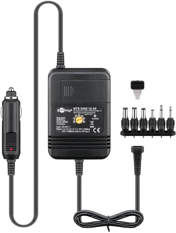 Goobay 53439 1.5 V - 12 V Universal Power Supply for Cars and Trucks, Black