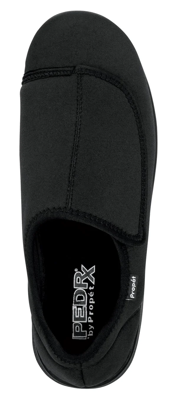 Propet Men's Stretchable Cush &N Foot Slippers, Black, 8.5