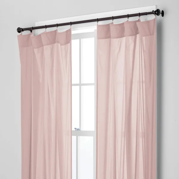 Chambray Voile Yarn-Dyed Ring Top Window Curtain - Violet Ice - Purple, Size 44X108, Cotton, The Company Store