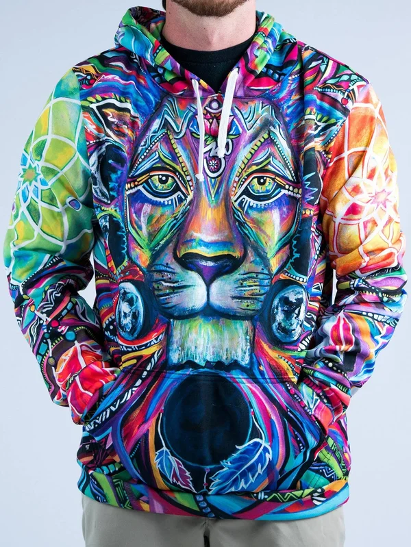 Lunar Lion Unisex Hoodie L - Red, Pullover Hoodie