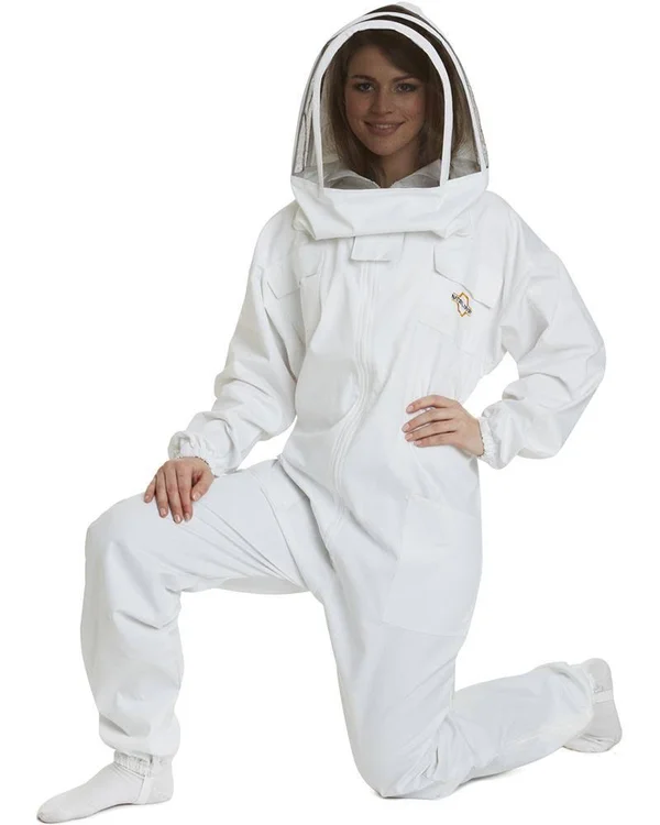 Natural Apiary Apiarist Beekeeping Suit - Polycotton - Non-Flammable Fencing Veil - Backyard Beekeeper White - 3XL