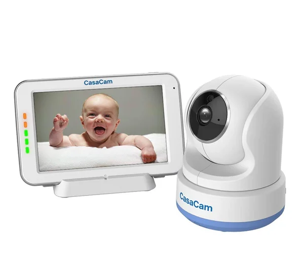 CasaCam BM200 Video Baby Monitor with 5x22 Touchscreen and HD Pan & Tilt Camera - Two Way Audio, lullabies, Nightlight, Autom