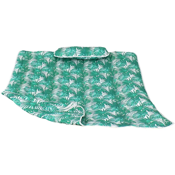 Sunnydaze Cotton Quilted Hammock Pad and Pillow - Green Palm Leaves