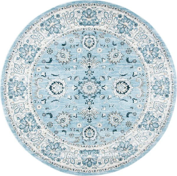 Safavieh Isabella Collection ISA940M Area Rug, 6& 7x22 Round, Light Blue/Cream