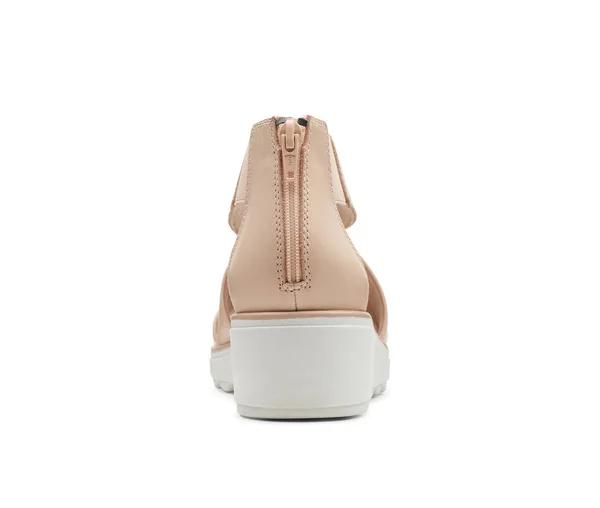 Clarks Jillian Rise Womens Leather Criss-Cross Wedge Sandals, Blush