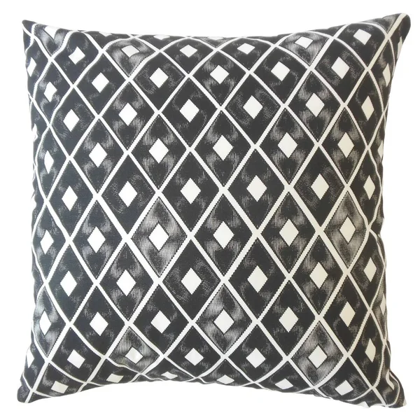 The Pillow Collection Kaffi Geometric Down Filled Throw Pillow in Black - Size: 12 x 18