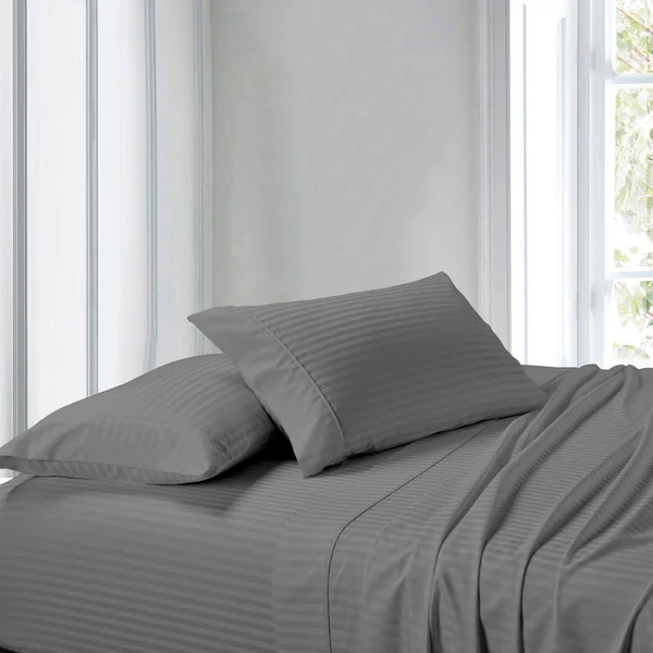 Royal Tradition Striped Olympic Queen Sheet Set 300TC Chocolate